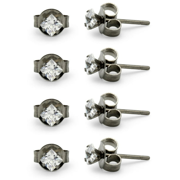 Bolt Nut Cone CZ Cubic Zirconia Stud Earrings by LoveyLovey 